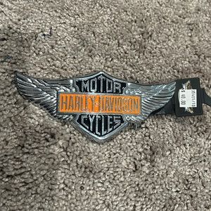 A Harley Davidson belt buckle.